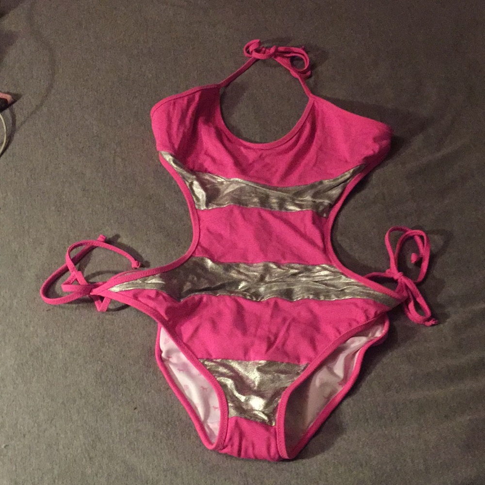 Victoria secret pink and silver one-piece